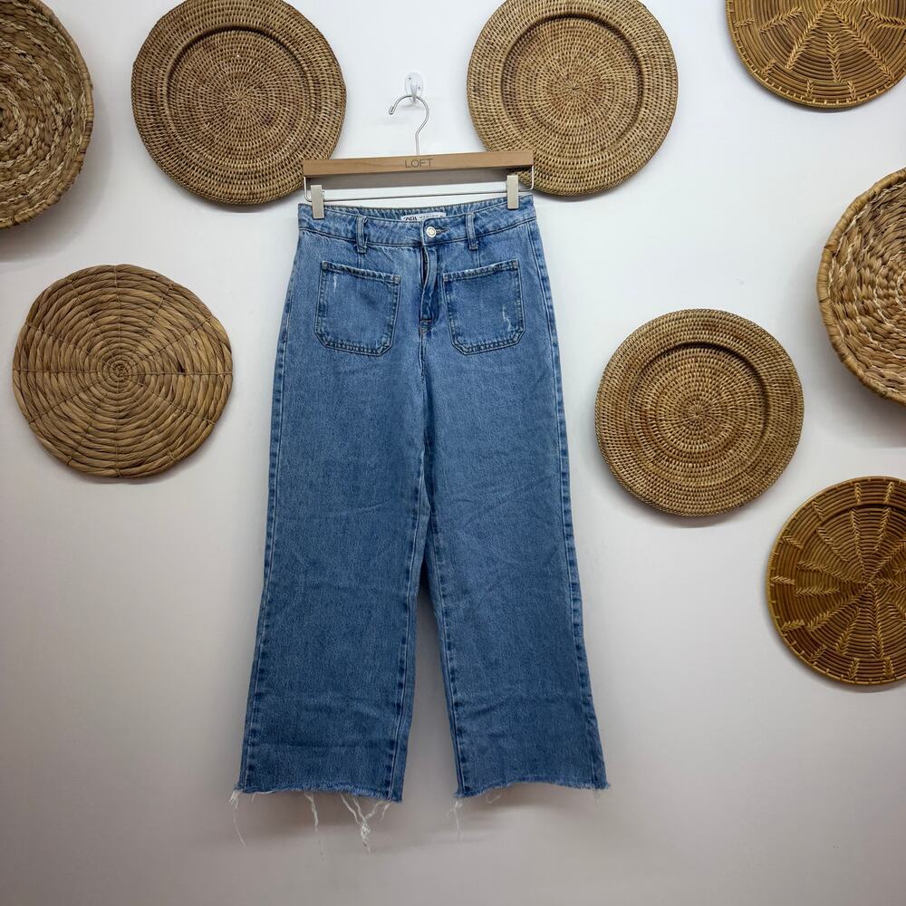 Zara Cropped Wide Leg Jeans 4